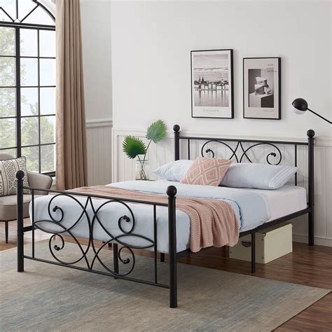 full size metal bed frame with headboard and footboard brackets|metal bed frame headboard queen.